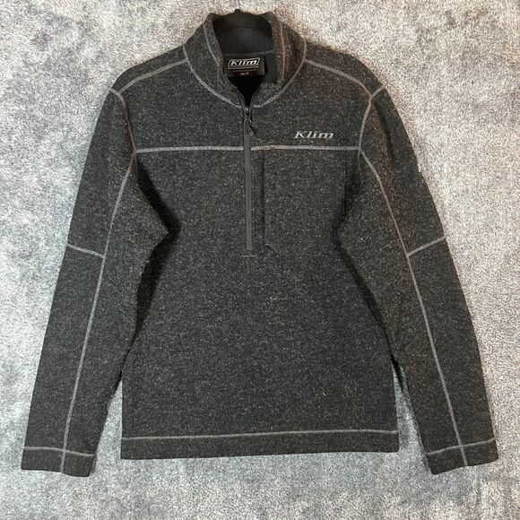 KLIM Bighorn Canyon Wool Fleece H1/4 Zip Mens Small Gray Outdoors Technical